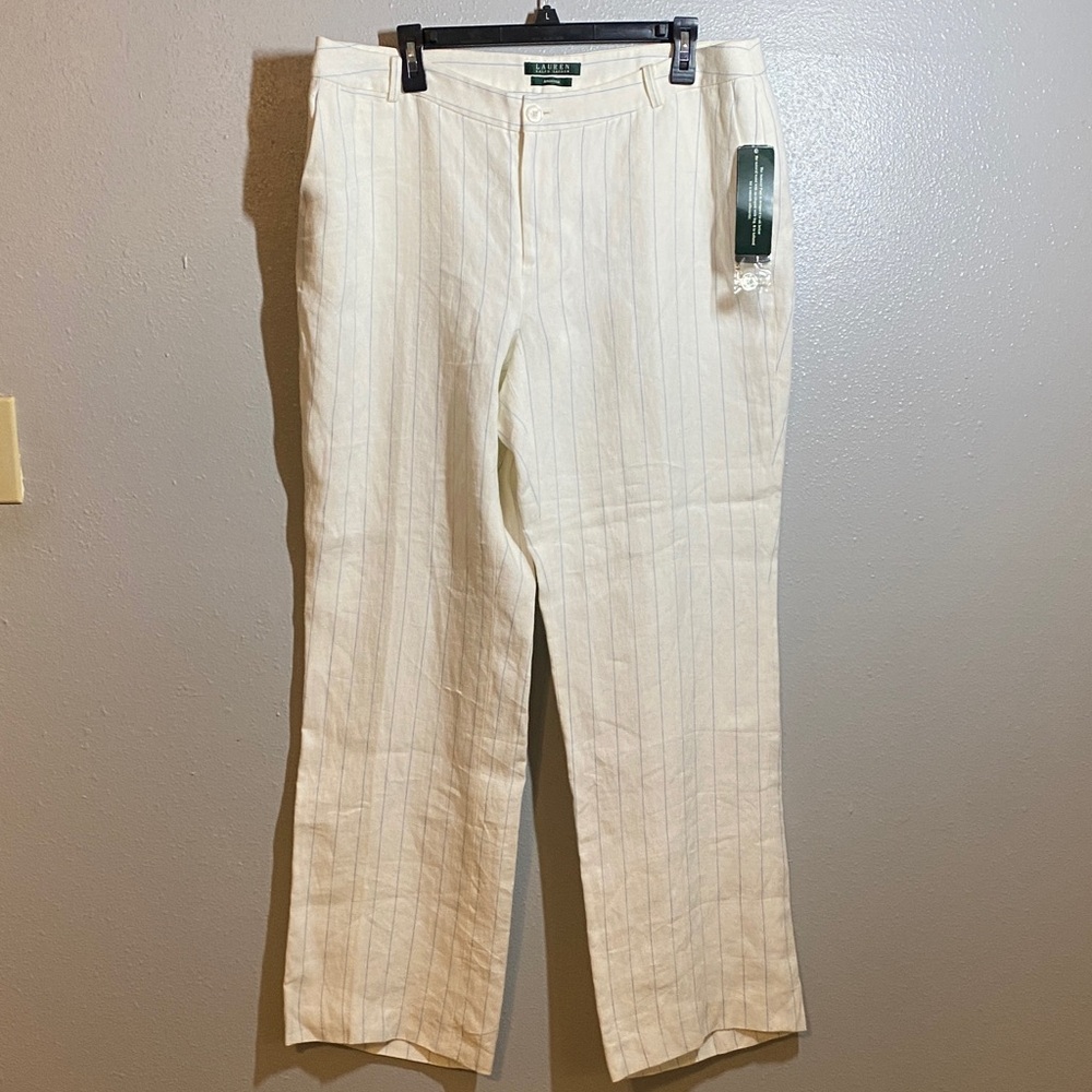 NWT Lauren Ralph Lauren Andover linen wide leg pant